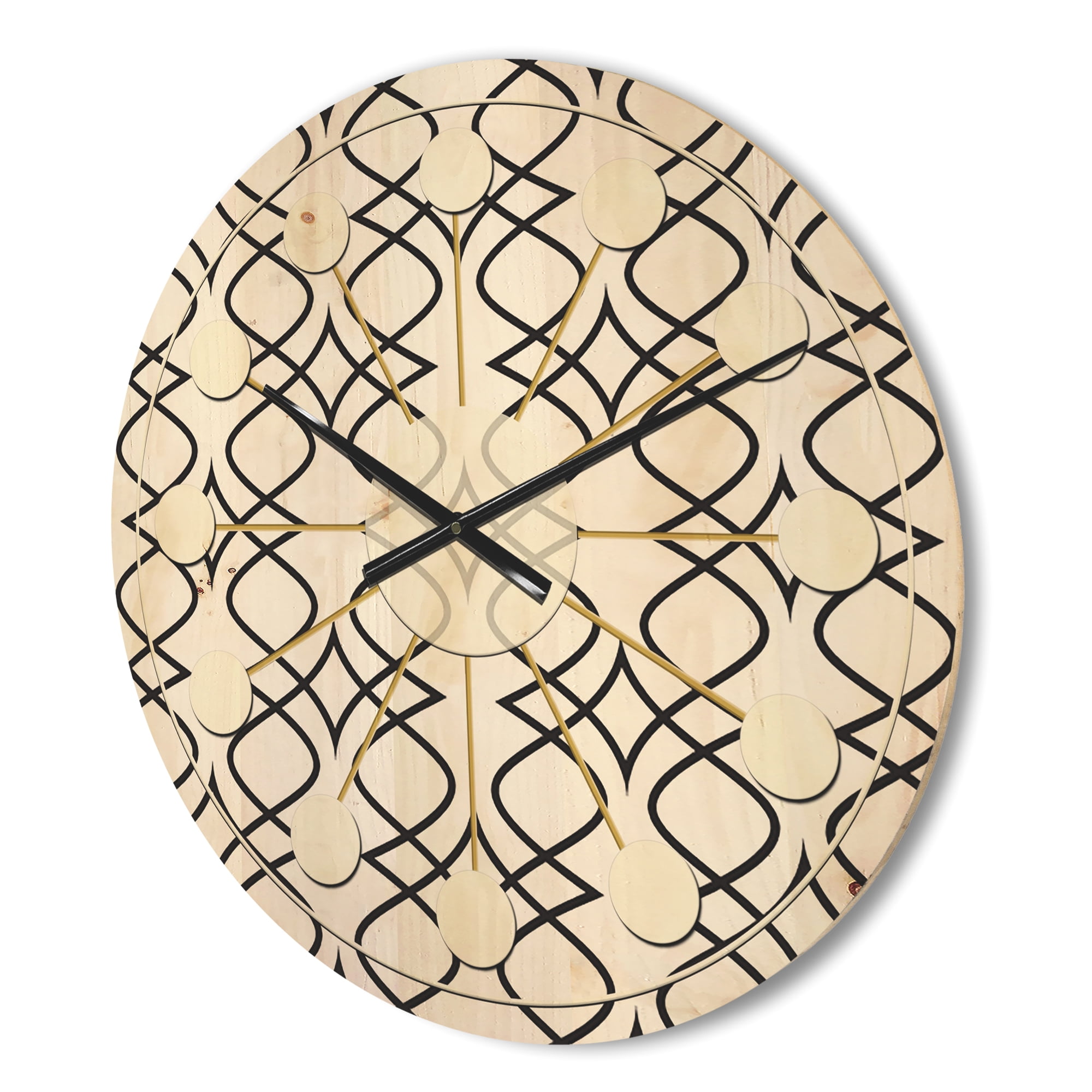 Designart 'Abstract Retro Pattern Design XIV' Mid-Century Modern Wood Wall Clock
