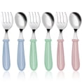 thumbnail image 1 of Eummy 6Pcs Toddler Utensils Kit Stainless Steel Baby Forks and Spoons Dinnerware Set with 3 Cute Forks 3 Children Spoons Baby Gadgets Tableware Set Infant Food Feeding Spoon Fork Cutlery Kit, 1 of 11