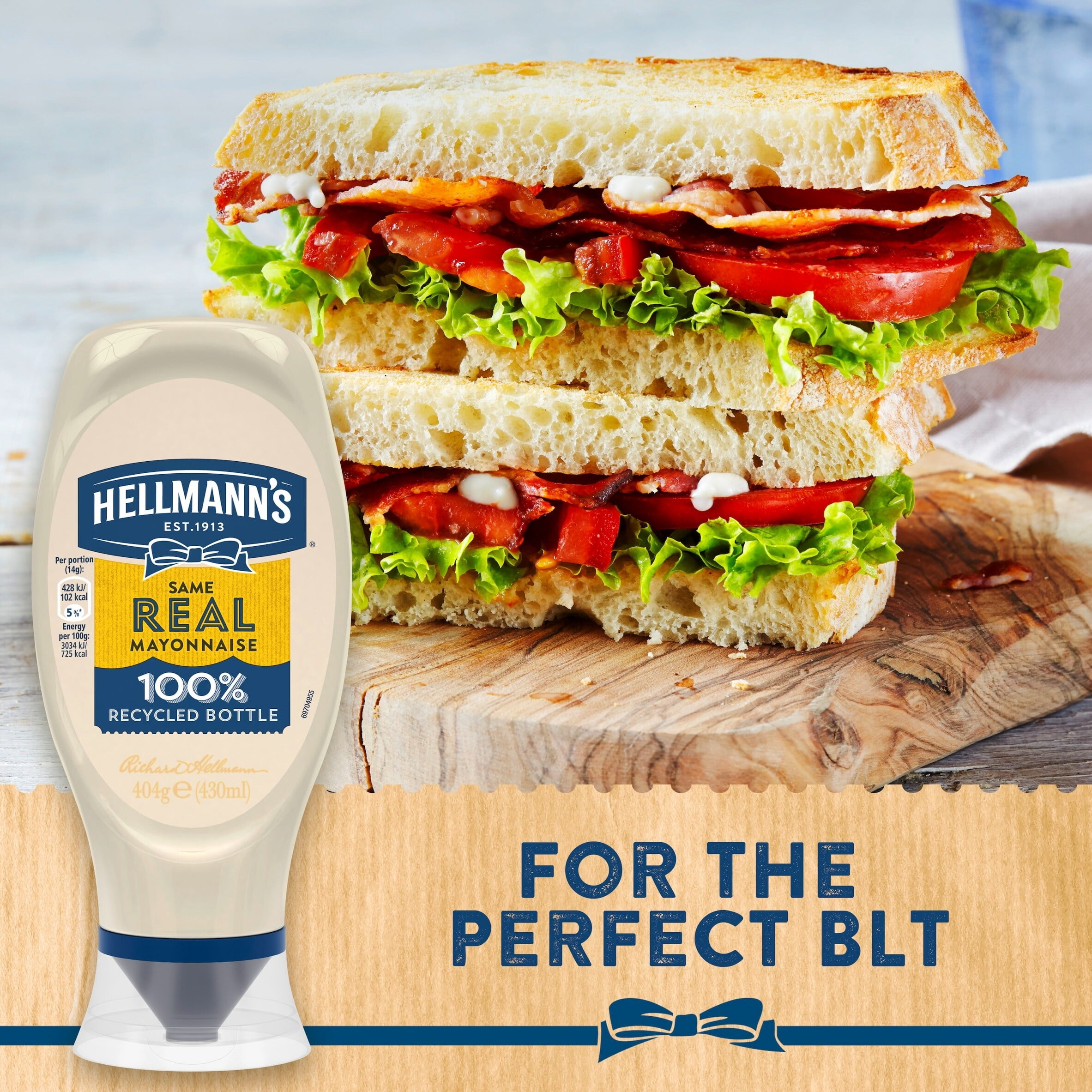 Hellmann's Real Mayonnaise Squeezy 430ml, Imported from Britain