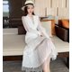 thumbnail image 2 of JSXDHK 2023 spring new elegant women's long black chiffon dress with v-neck and lantern sleeves, pleated zhangmengya LED, 2 of 2