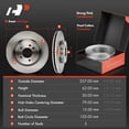 thumbnail image 2 of A-Premium 13.27 inch (337 mm) Front Vented Disc Brake Rotors + Ceramic Pads Kit Compatible with Select Land Rover Models - Range Rover Sport 2006-2009, LR3 2005-2009, 6-PC Set, 2 of 9