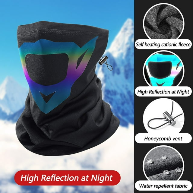 Black Scarf Winter Riding Mask Warm Scarf Wind-Proof Water-Proof Ear Protection Reflective Headscarf for Men Women