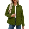 thumbnail image 2 of Fartey Women's Winter Quilted Jackets Lightweight Zip Up Puffer Jacket Casual Long Sleeve Lapel Coat Fashion Solid Color Outerwear with Pockets Army Green L, 2 of 8