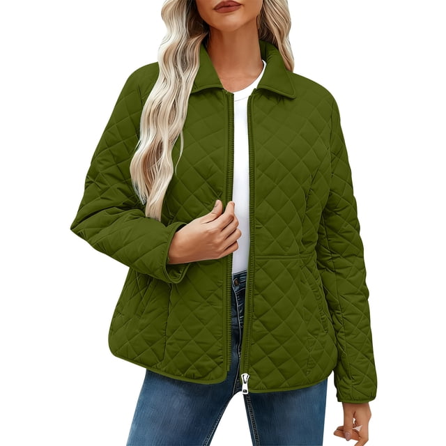 Womens Puffer Jacket Quilted Barn Jackets Long Sleeve Button Down Winter Quilted Jackets Puffy Coats Quilted Bomber Jacket Puffer Jacket Outerwear Coats with Pockets
