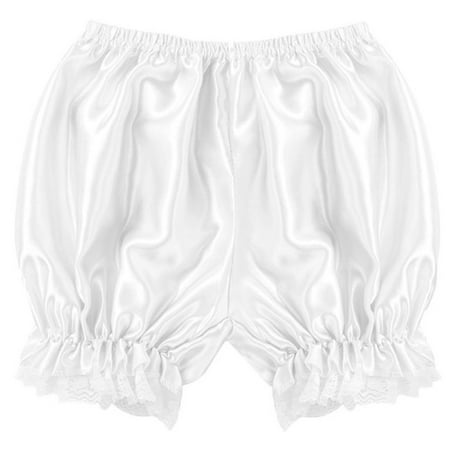 

OOKWE Women Silky Satin Lolita Bloomers Ruffles Lace Trim Maid Loose Pumpkin Pan