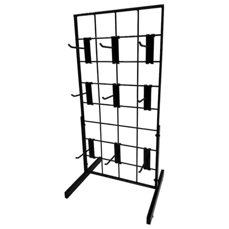 Black Gridwall Countertop Display with Mini T-Legs - Includes (9) 4" Gridwall Included - Heavy Duty Panel - 12" x 24"
