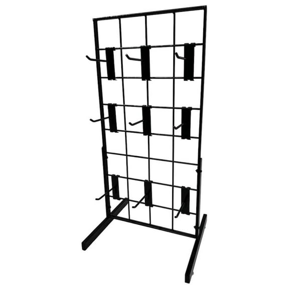 Black Gridwall Countertop Display with Mini T-Legs - Includes (9) 4" Gridwall Included - Heavy Duty Panel - 12" x 24"