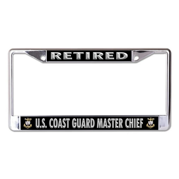 U.S. Coast Guard Retired Master Chief Chrome License Plate Frame