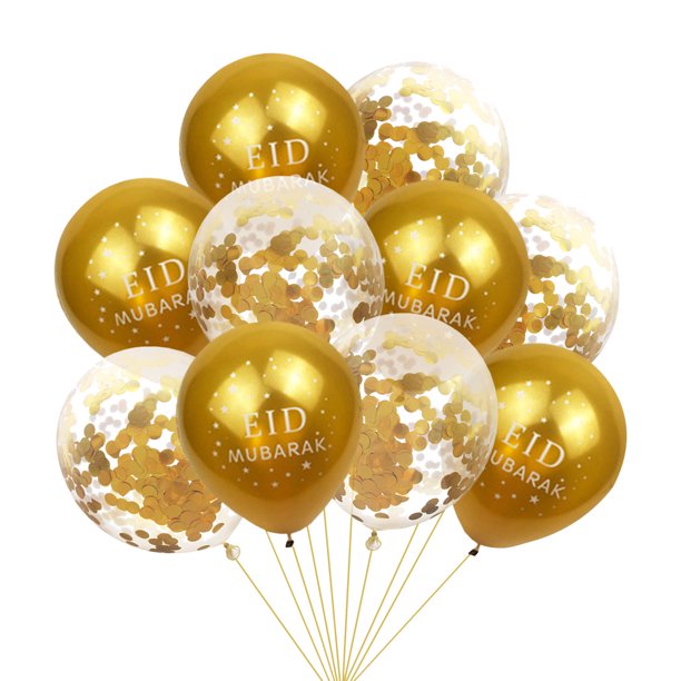 Catinbow 10pcs Eid Gold Clear Balloons Set Kareem Latex Balloon Party