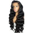thumbnail image 3 of Dengmore Long Wavy Curly Hair Middle Part Wig Fashion Natural Black Wave Wig Heat Resistant Fiber Wig 30 Inch Long Wig For Women Daily Life, 3 of 8