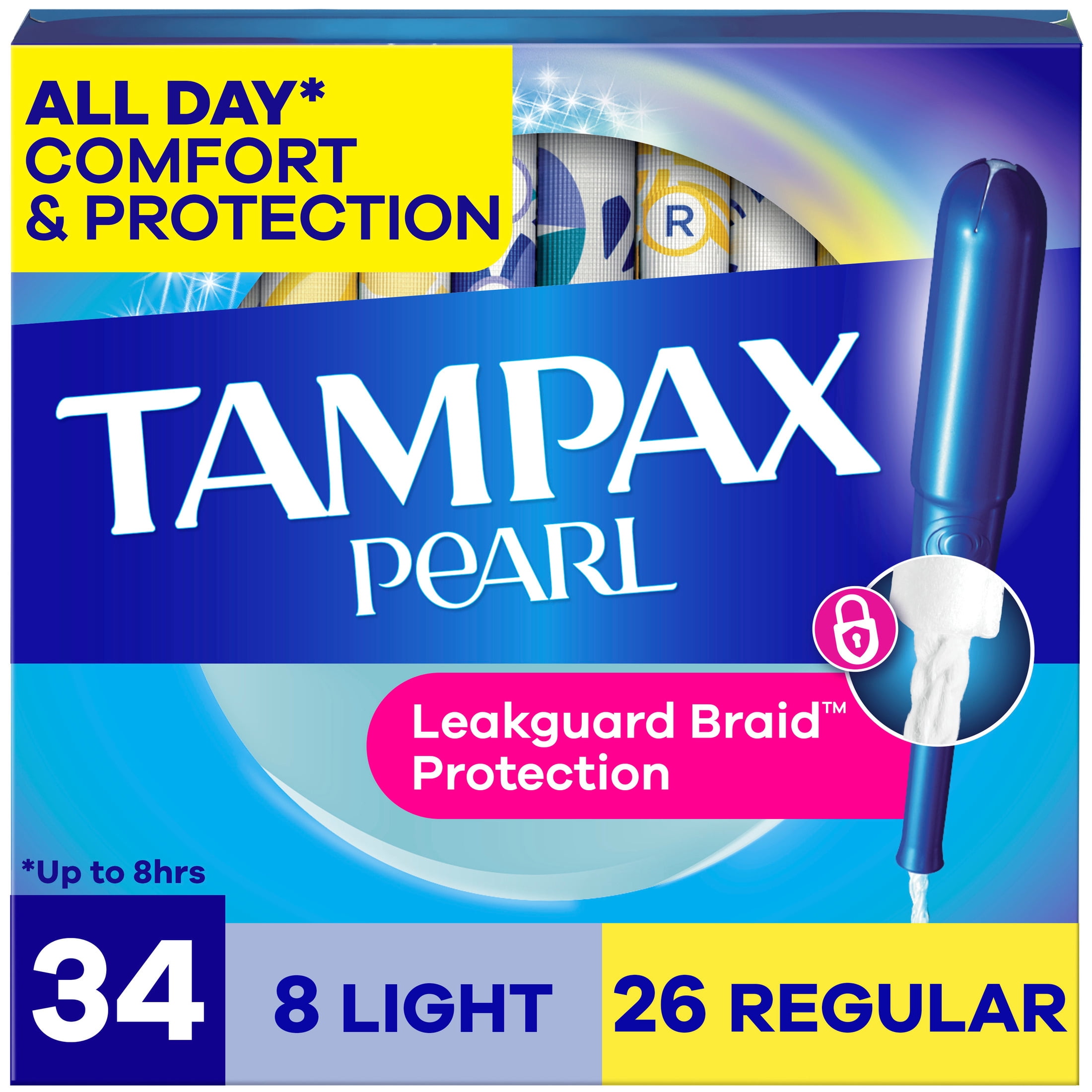 (6 pack) Tampax Pearl Tampons Multipack with LeakGuard Braid, Light/Regular, 34 Count