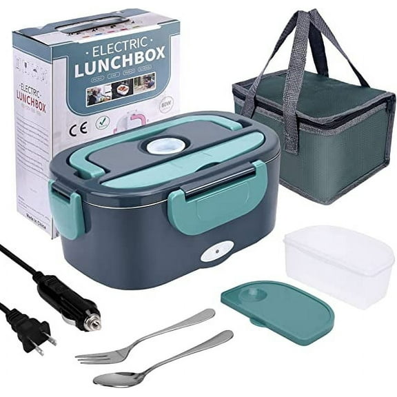Electric Heating Lunch Box Food Heater/Warmer Portable Heated Lunch Boxes for Car truck and Home Work Adults Electric Lunch Box -Leak Proof, 1.5L Removable 304 Stainless Steel Container