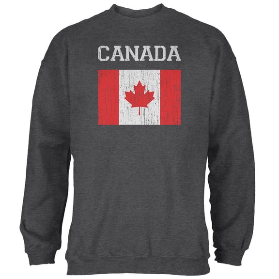 World Cup Distressed Flag Canada Mens Sweatshirt Deep Heather SM