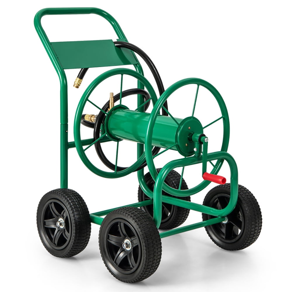 Resenkos Outdoor Patio Garden Truck, Cart, Garden Water Hose Reel Cart with 4 Wheels and Non-slip Grip-Green