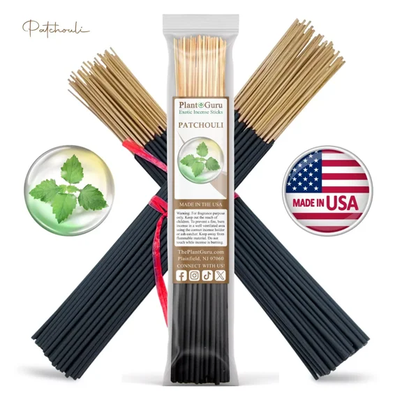 Patchouli Incense Sticks 11" Bulk - 1 Bundle 85 to 100 Sticks - Smooth and Clean Long Burn Time, 45 to 60 Minutes.