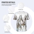 thumbnail image 3 of Zufioo Running White Horses Print Men's Baseball Short Sleeve, Moisture Wicking Button-Down Hip Hop Tee-4X-Large, 3 of 7