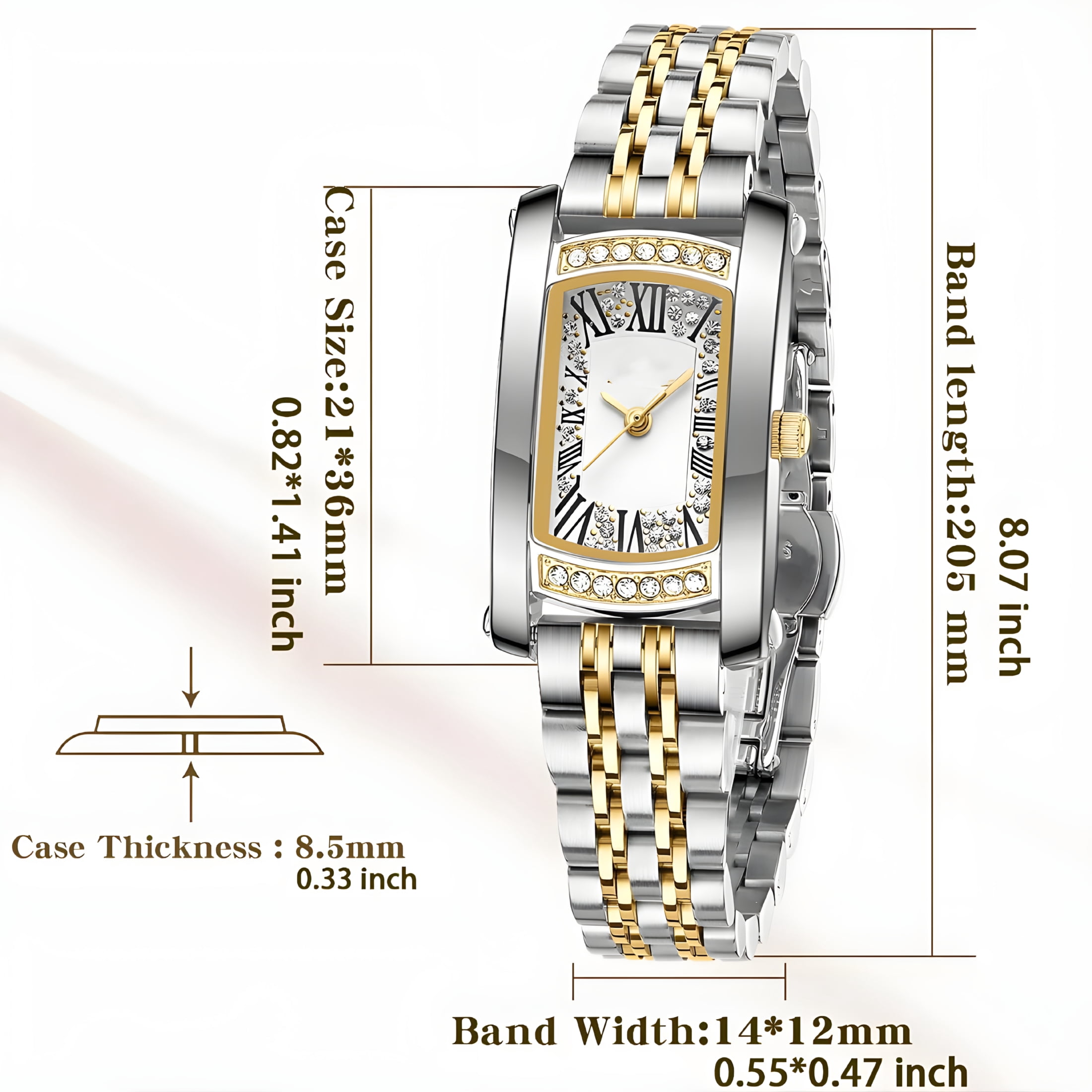 DESIGNICE Watches Women with Date Silver Stainless Steel Luxury Ladies Watches with Small Wrists Diamond for Women Waterproof Elegant Dress Quartz Analog Women's Wrist Watches