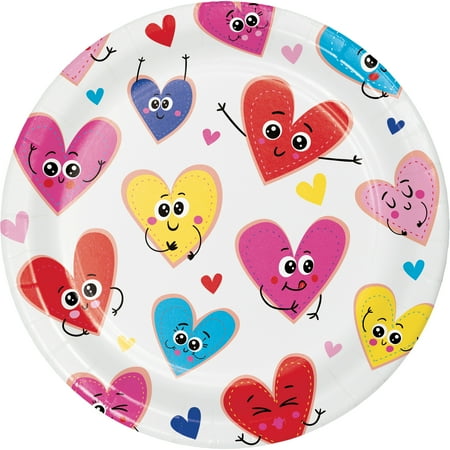 WAY TO CELEBRATE! Valentine's Day Dessert Plates, Heart Characters, 10 Count