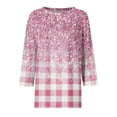 thumbnail image 4 of CIENVNSTG Womens Tops 3/4 Length Sleeve Crew Neck Shirt Summer Fashion Printed Tunic Tops Basic Tees Blouses Loose Fit Pullover Light pink XXL, 4 of 5