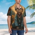 thumbnail image 5 of Daiia Sunflower Meditating Cat Hawaiian Shirt for Men Gentle Cotton Regular Short Sleeve Casual-Medium, 5 of 9