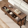thumbnail image 4 of IdeaHouse 52" Console Table, Entryway Table with 3 Storage Drawers, 3 Tier Industrial Metal Sofa Table, Behind CouchTable, Hallway Table for Entry, Living Room-Rustic Brown, 4 of 8