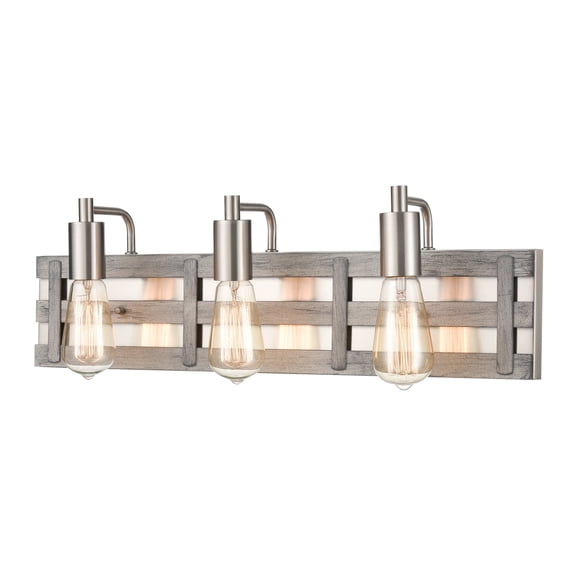 Elk Home Brigantine 3-Light Weathered Driftwood with Satin Nickel Finish Vanity Light