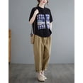 thumbnail image 4 of Women Short Sleeves Pattern Print Button Down T-Shirt Blouse GA2590 Black, 4 of 5
