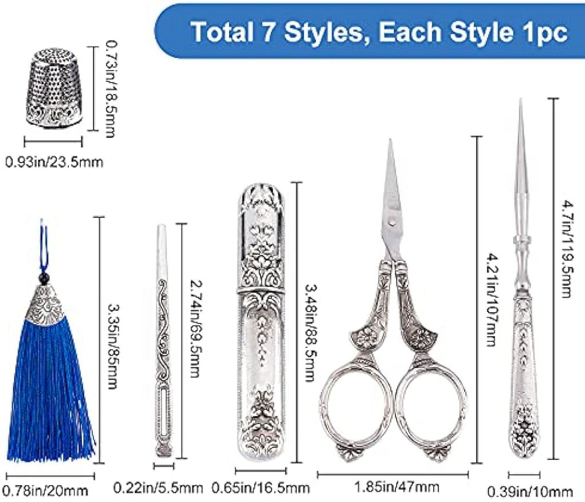 Scissors Kits European Antique Vintage Sewing Set Include Needle Storage Tube Awl Threader Thimble Tailor Scissors