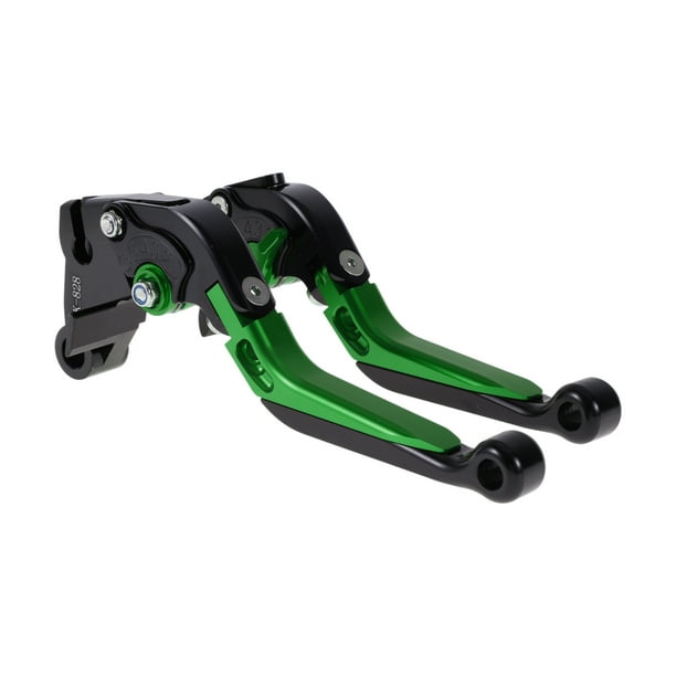 Palancas de freno y embrague cortas y largas para Kawasaki ZZR600 2005-2009, palanca de freno ajustable de motocicleta, aleación de aluminio, cabeza negra, mango verde