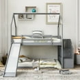 thumbnail image 4 of Hassch Twin Over Twin House Bunk Bed With Convertible Slide,Storage Staircase Can Be Placed Left Or Right,Gray, 4 of 9