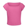 thumbnail image 3 of Landzoo Toddler Kids Boys Girls Shirts Solid Color Short Sleeve Square Collar T-Shirt Summer Loose Fit Girls Tops Size 13-14 Years Pink, 3 of 9