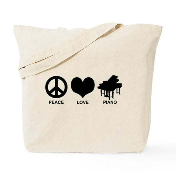 CafePress - Peace Love Piano Tote Bag - Unisex Canvas Tote Bag, Beige, 1-Piece
