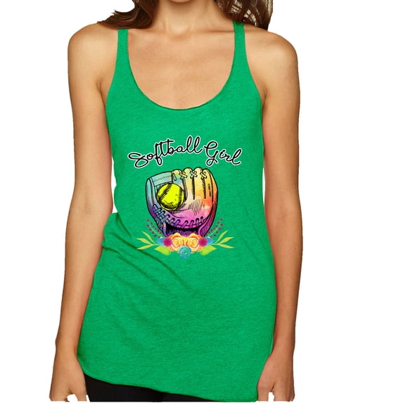 Wild Bobby, Colorful Softball Girl, Sports, Women Tri-Blend Racerback Tank Top, Envy, Small