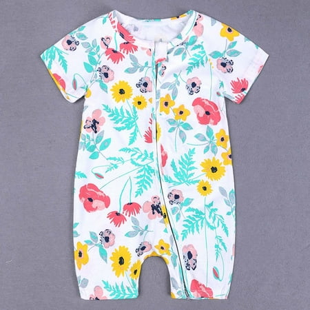 

Leesechin Baby Bodysuit Toddler Kids Boys Girls Cute Cartoon Animal Pattern Short Sleeve Double Zipper Romper Jumpsuit on Clearance