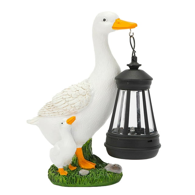 Advancent Luz Solar con forma de pato, decoración de linterna, luz Solar de resina con lámpara de , estatua para exteriores, ahorro de energía Iluminación y accesorios