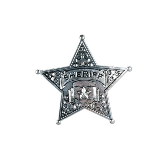 Party Central Club Pack of 12 Silver Damask Sheriff Badge Costume Party Favors 2.5"