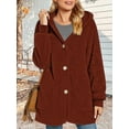thumbnail image 4 of Warm Fleece Jackets for Women, Fuzzy Hooded Casual Coats Cardigan Sweaters Outerwear with Pockets Caramel Color XXL, 4 of 8