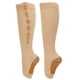 thumbnail image 1 of Calcetines de compresión con cremallera de nailon suave, lavables y reutilizables, con puntera abierta, moldeadores de piernas para mujer, color piel, tallas L/XL., 1 of 14