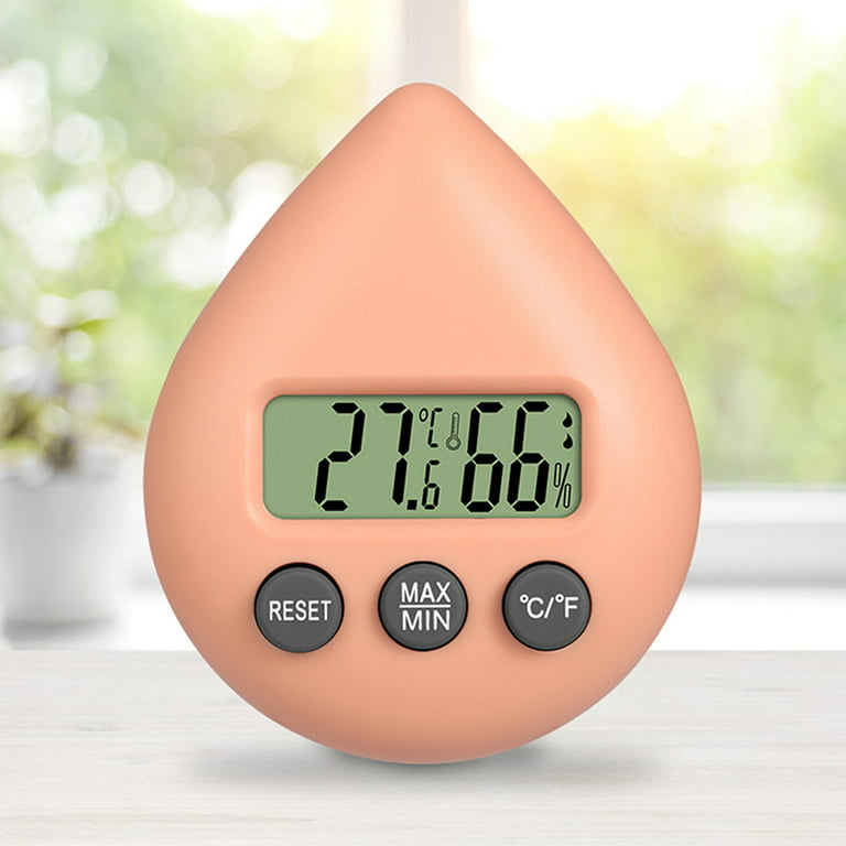 HXAZGSJA Cute Electronic Thermometer Hygrometer Monitor Indoor Small Room  Thermometer Gauge for Home Room(Orange)