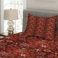 thumbnail image 2 of Ambesonne Christmas Quilted Coverlet 3 Pcs, Snowflakes, King Size, Red Yellow and White, 2 of 4