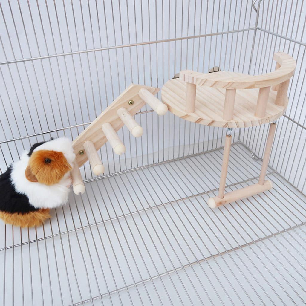 3Pcs Wooden Hamster Platform Small Pet Fence for Play Stand Climbing Ladder Swing Cage Toy Guinea Pigs Exercise Toy for Perch