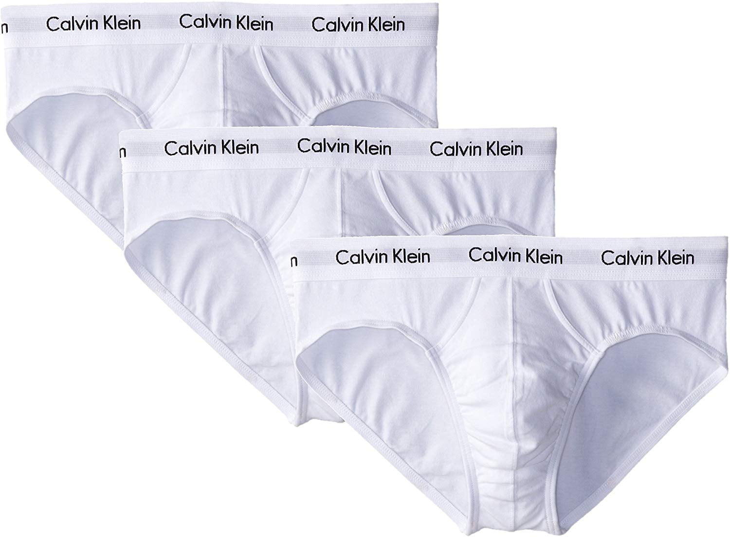 Calvin Klein Men's Underwear Hip Briefs, 3 Pack Cotton Stretch, White