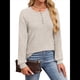 thumbnail image 2 of Suéter para Mujer, Camisetas Henley de Larga, Túnicas para Usar con Leggings, Suéteres de Cuello Redondo A . Albaricoque S, 2 of 8