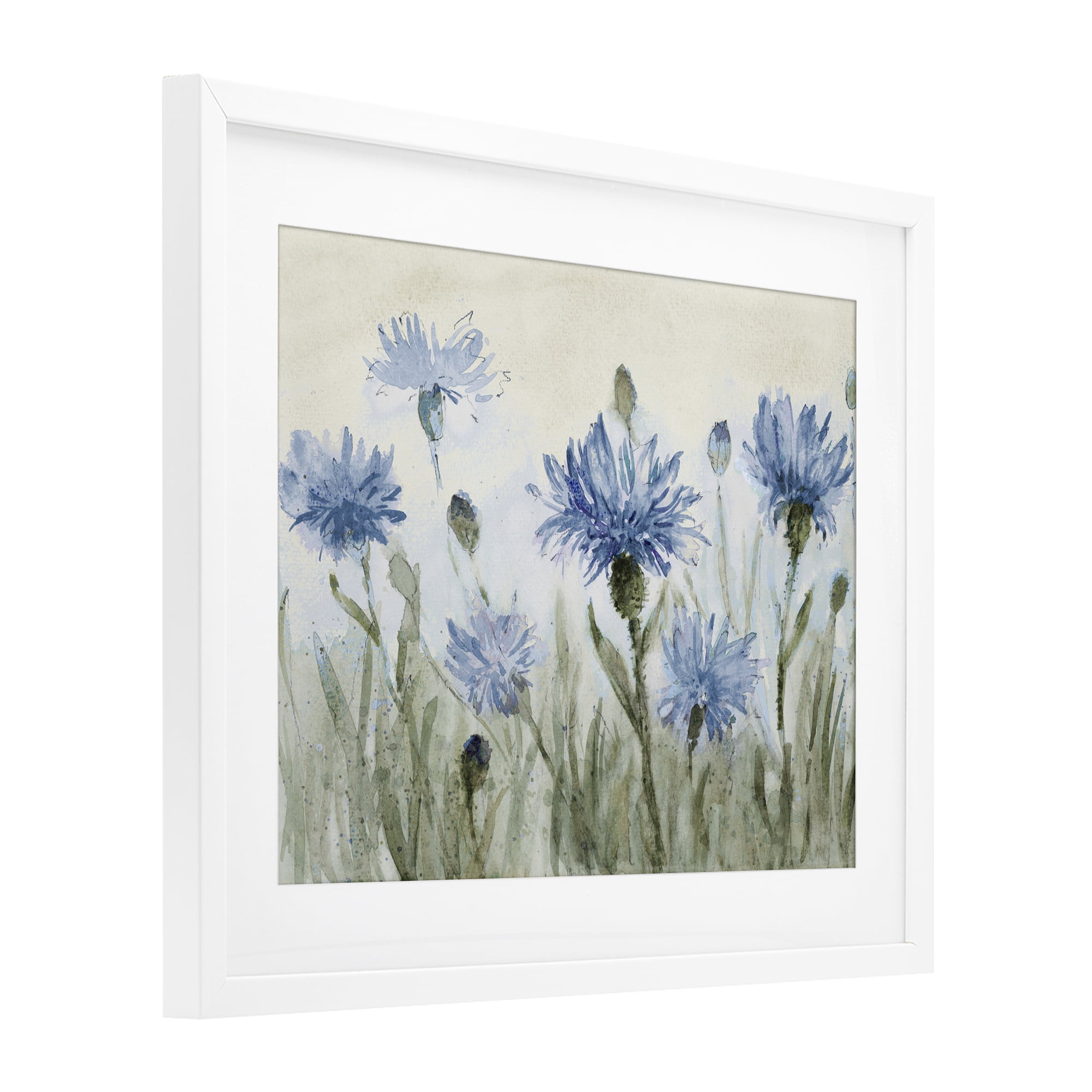 Stupell Industries Blue Cornflowers Meadow White Framed Print Under Glass, design by Lanie Loreth