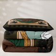 thumbnail image 5 of Manfei Vintage Bear Twin Comforter Sets, Cartoon Rustic Animal Bedding Set, Brown Green, Black Reversible, 2pcs, 1 Comforter and 1 Pillowcase, 5 of 7