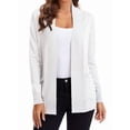 thumbnail image 2 of Cardigan en Tricot à devant Ouvert pour Femme, Manches Longues, avec Poche, Blanc, m, 2 of 9