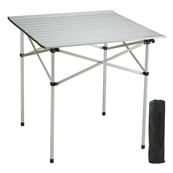 YKITRD Portable Outdoor Folding Table - 27.8" x 27.6" Lightweight Picnic Table, 6 Lbs Steel Frame - Ideal for Camping, Hiking and  Backyard Use - Silver