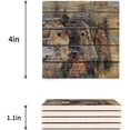 thumbnail image 3 of FMSHPON Horse Oil Painting on Rustic Wooden Plank Set of 6 Coaster for Drinks, Absorbent Ceramic Stone Coasters Cup Mat with Cork Base for Home Kitchen Room Coffee Table Bar Decor, 3 of 4