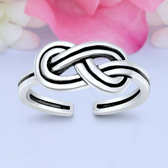 7mm - Knot Toe Band Ring 925 Sterling Silver Thin Adjustable Stylish Rings for Women