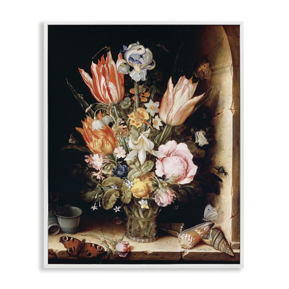 Stupell Industries French Country Classic Bouquet Still Life White Framed Giclee Art, 16 x 20, by Stellar Design Studio